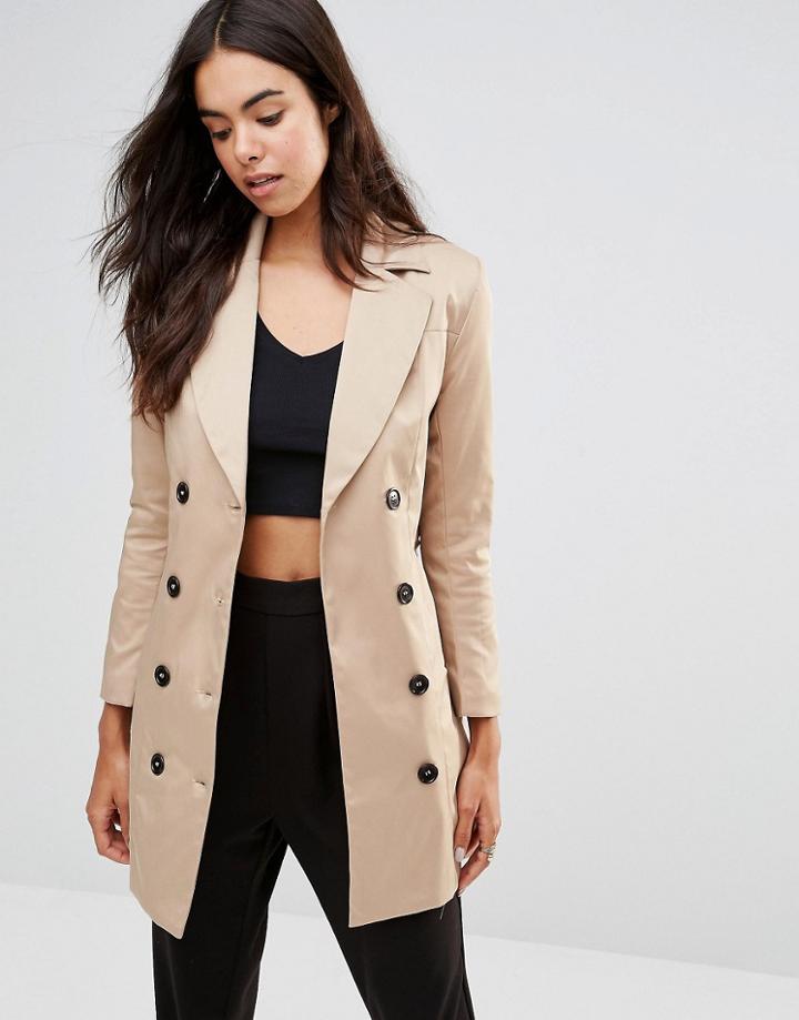 Unique 21 Belted Double Breasted Trench Coat - Beige