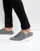 Asos Lace Up Sneakers In Gray Jersey Marl - Gray
