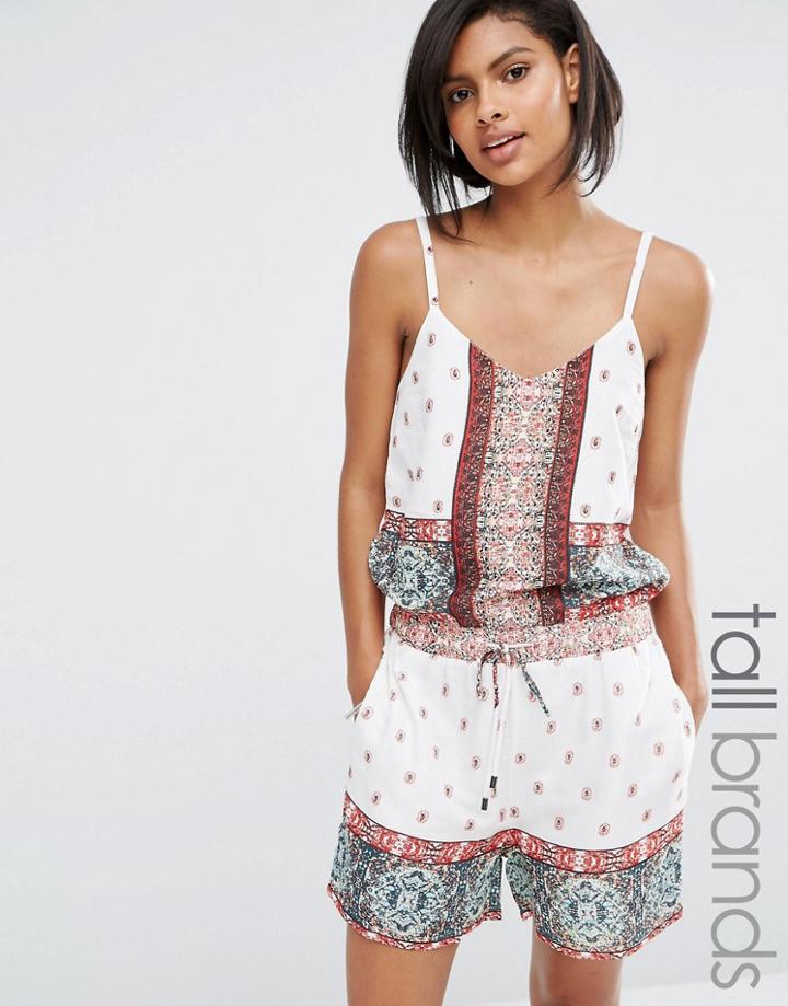 Vero Moda Tall Border Print Cami Romper - Multi