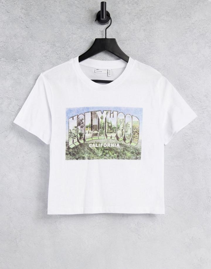 Asos Design Shrunken T-shirt With Vintage Hollywood Print In White