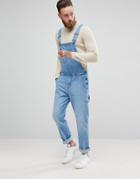 Asos Denim Overalls In Light Wash With Work Wear Styling - Blue