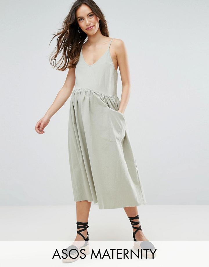 Asos Maternity Sleeveless Smock Dress - Green