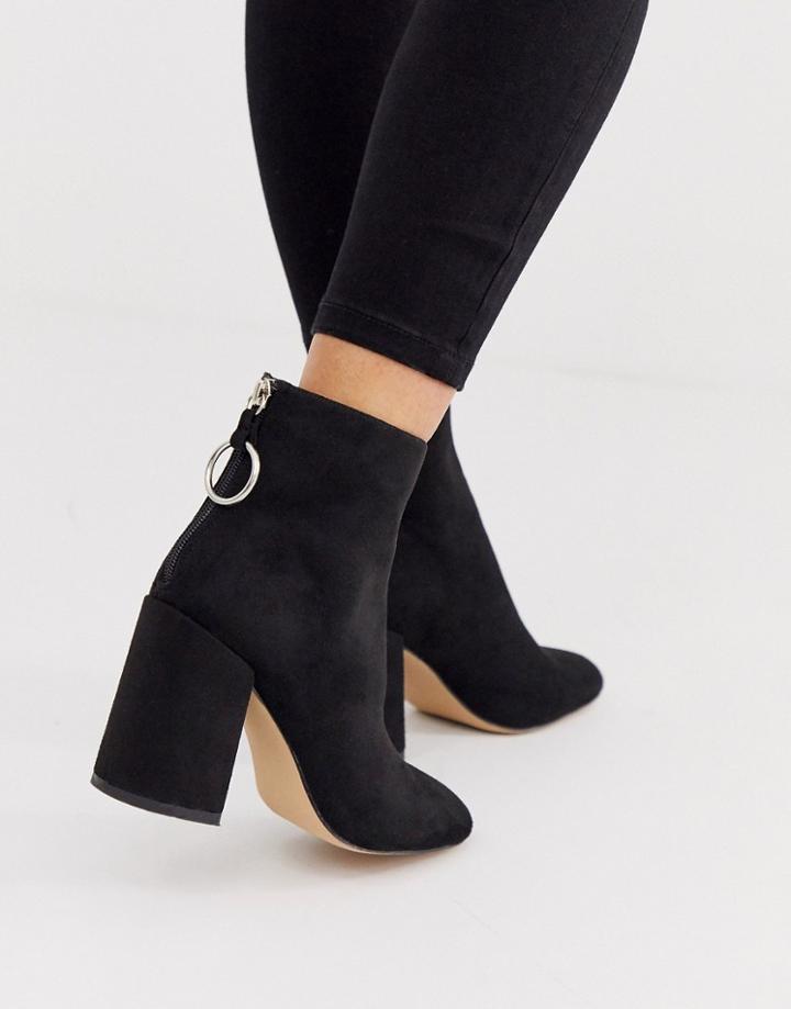 London Rebel High Block Heel Boots In Black - Black