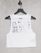Superdry Sport Streetsport Crop Logo Tank Top In White