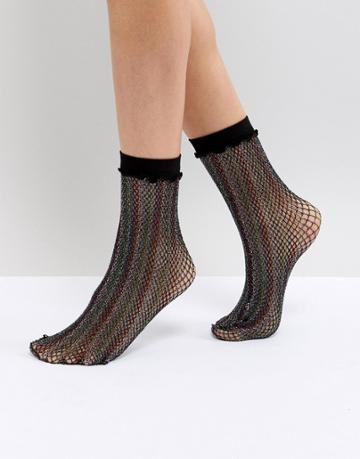 Leg Avenue Rainbow Shimmer Fishnet Anklets - Multi