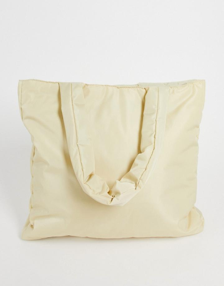 Asos Design Oversized Padded Tote Bag In Ecru-multi