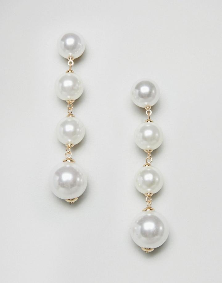 Monki Pearl Drop Earrings - Cream