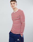 Asos Design Stripe Muscle Long Sleeve T-shirt In Dark Red - Red