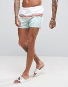 Asos Swim Shorts With Cut And Sew Pastel Stripe In Short Length - Multi