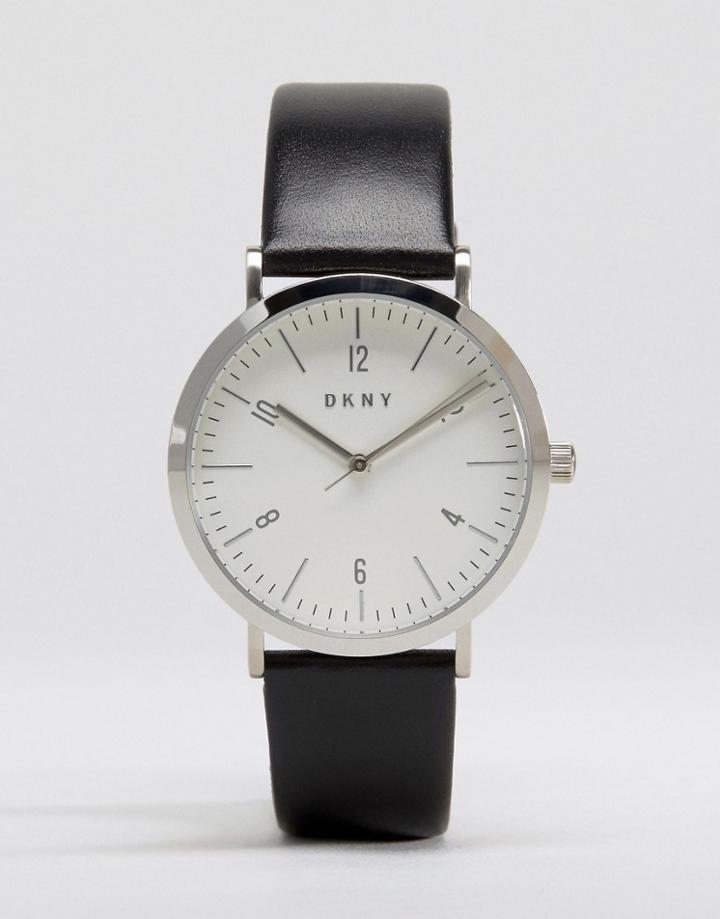 Dkny Minetta Black Leather Watch Ny2506 - Black