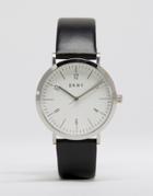 Dkny Minetta Black Leather Watch Ny2506 - Black