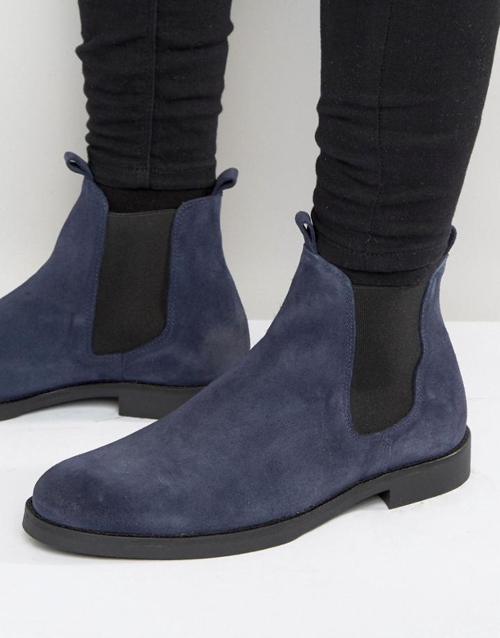 Zign Suede Chelsea Boots - Navy