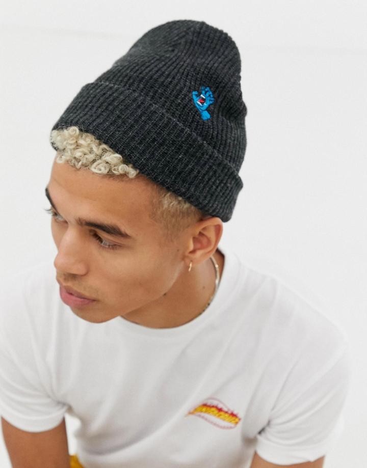Santa Cruz Screaming Hand Mini Beanie In Gray - Gray