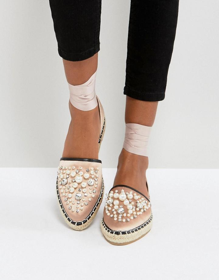 Asos Juleta Embellished Espadrilles - Beige