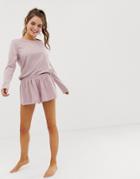 Asos Design Mix & Match Marl Pyjama Flippy Jersey Short - Pink