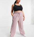Collusion Plus Waffle Wide Leg High Waist Sweatpants In Purple