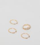 Aldo Stackable Rhinestone Embellished Rings - Gold