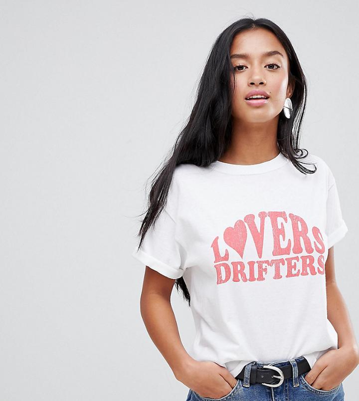 Miss Selfridge Petite Slogan T-shirt - White