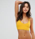 Wolf & Whistle Strappy Ribbed Crop Bikini Top - Yellow