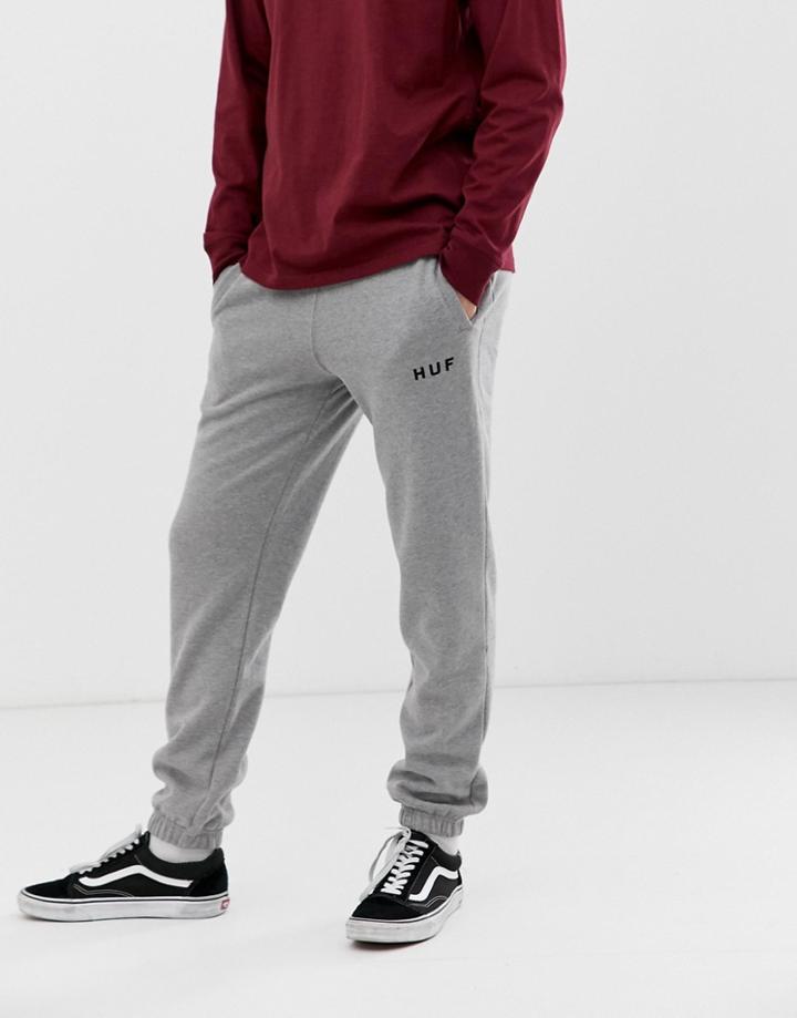 Huf Original Logo Sweatpants In Gray