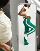 Stradivarius Side Stripe Track Sweatpants In Green