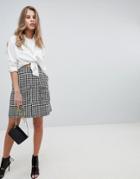 G-star Pharrell High Waist Skirt In Houndstooth - Multi