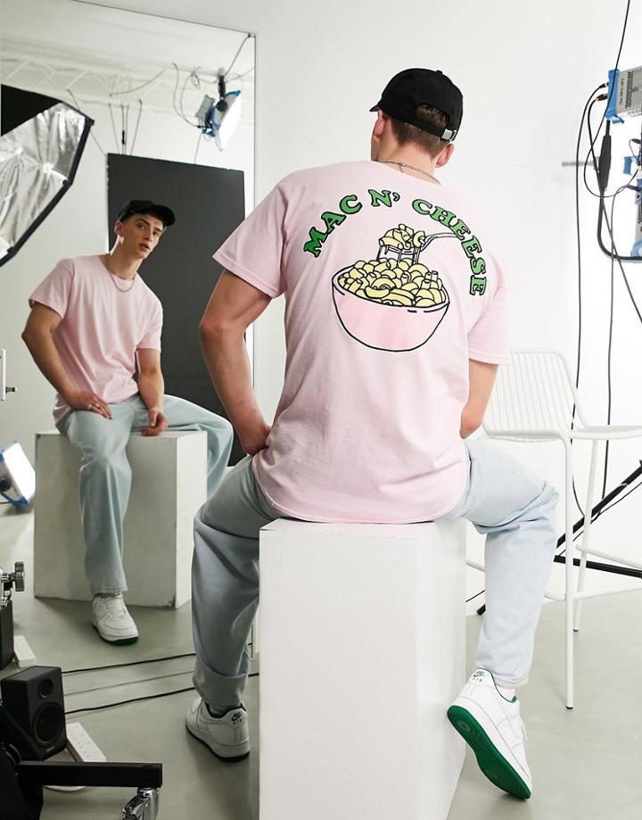 New Love Club Mac N Cheese Back Print Oversized T-shirt In Pink