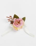 Asos Design Wedding And Prom Flower Corsage In Pink-multi