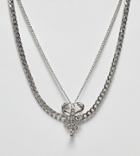 Sacred Hawk Multi Necklace With Scorpion Pendant - Silver