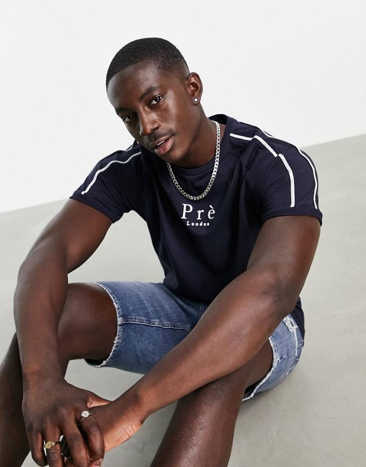Pre London Avina Mini Taping T-shirt In Navy
