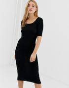 Brave Soul Christie Ribbed Sweater Dress In Black - Black