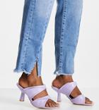 Glamorous Wide Fit Twist Strap Heeled Mule Sandals In Lilac-purple