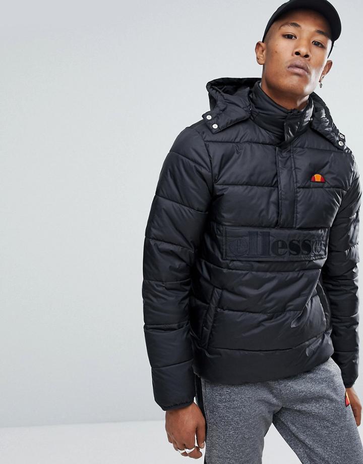 Ellesse Padded Overhead Jacket In Black - Black