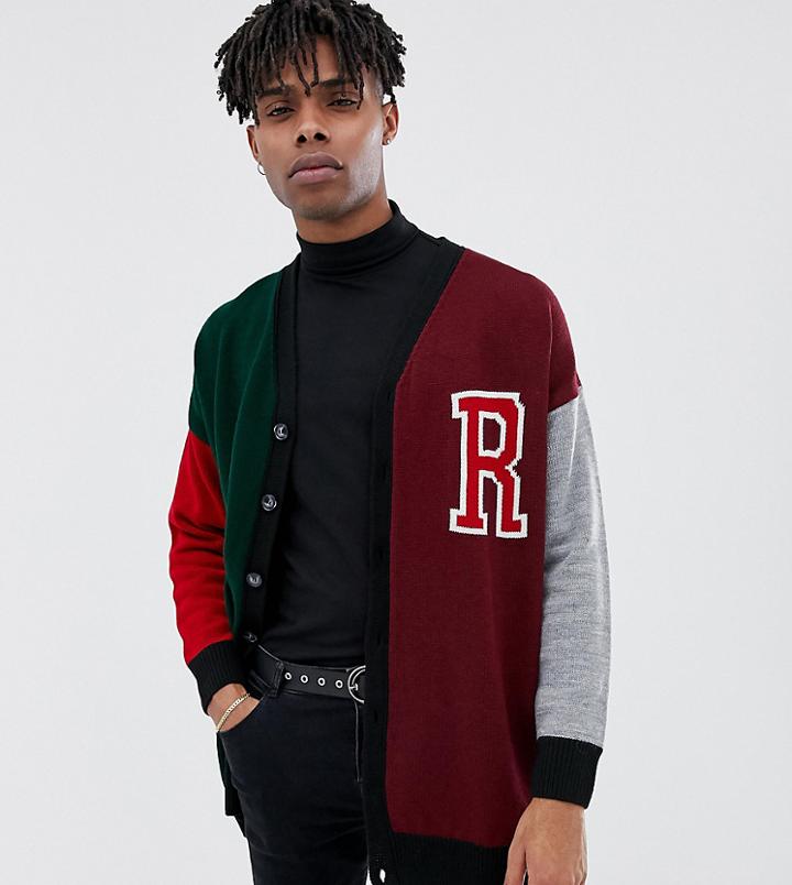 Reclaimed Vintage Inspired Varsity Cardigan - Red