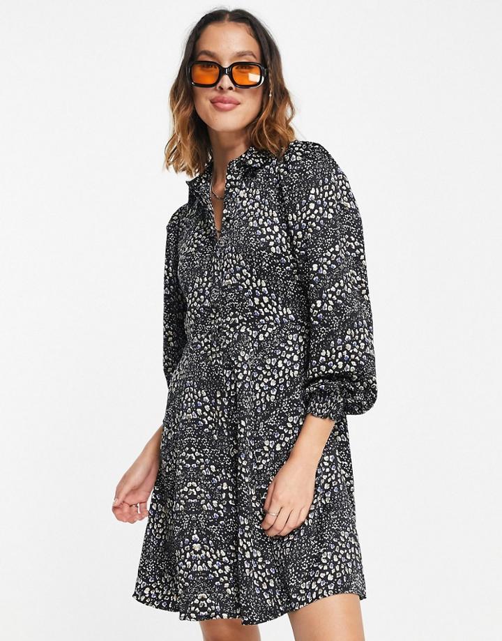 Vero Moda Shirt Smock Dress In Print-black