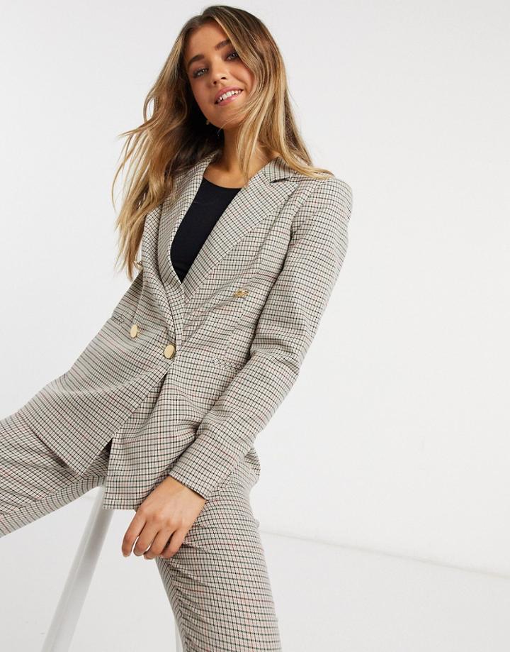 Miss Selfridge Blazer Set In Brown Check-multi