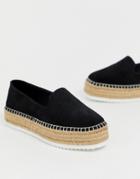 Asos Design Jenna Suede Flatform Espadrilles-black