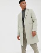 Asos Design Wool Mix Overcoat In Off White
