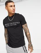 Armani Exchange City Text Logo T-shirt In Black