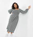 Simply Be Tiered Midi Dress In Black Mono Print