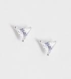 Kingsley Ryan Exclusive Sterling Silver Crystal Triangle Stud Earrings - Silver