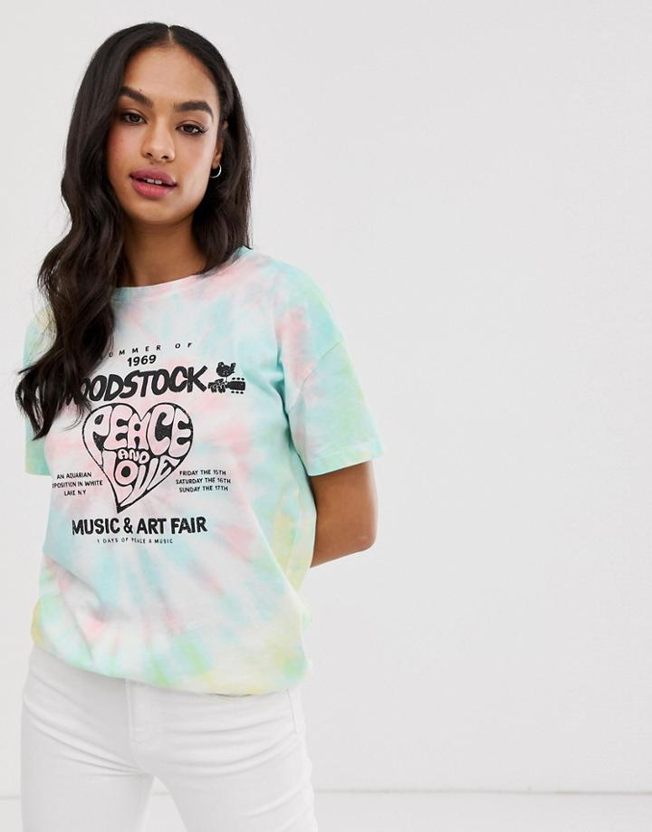 Stradivarius Woodstock Tie Dye T Shirt In Multi