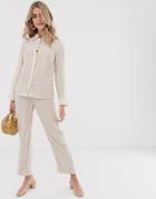 Dusty Daze Slim Pants With Resin Flower Button In Tonal Check Two-piece-cream