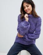 Asos Design Sweater In Open Stitch - Purple