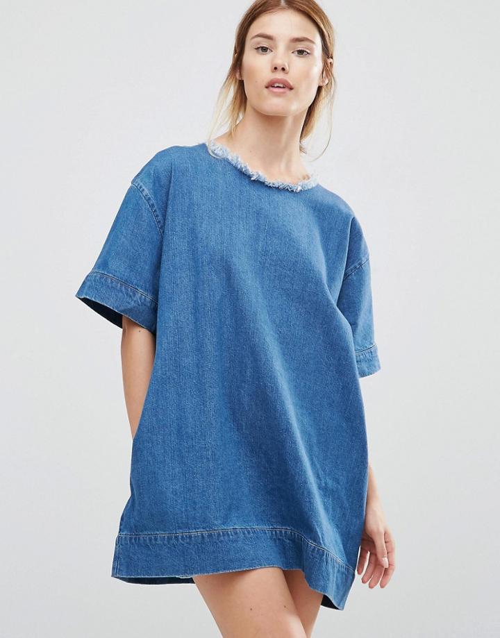 Waven Marta Denim Tee Dress - Blue