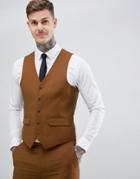 Harry Brown Slim Semi Plain Textured Vest - Brown