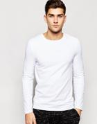 Asos Loungewear Muscle Long Sleeve T-shirt With Crew Neck In White - White