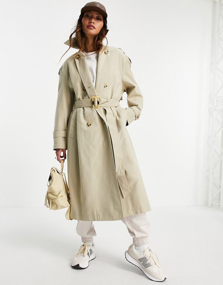 Mango Trench Coat In Stone-neutral