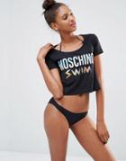 Moschino Logo Crop Beach T-shirt - Nero 555