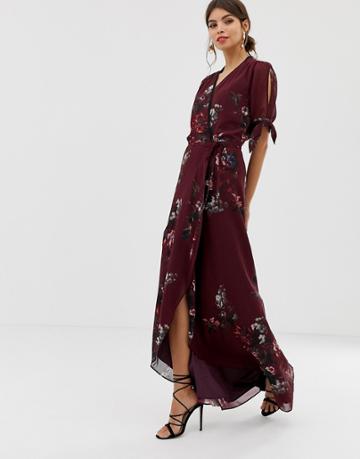 Hope & Ivy Floral Print Wrap Dress - Purple